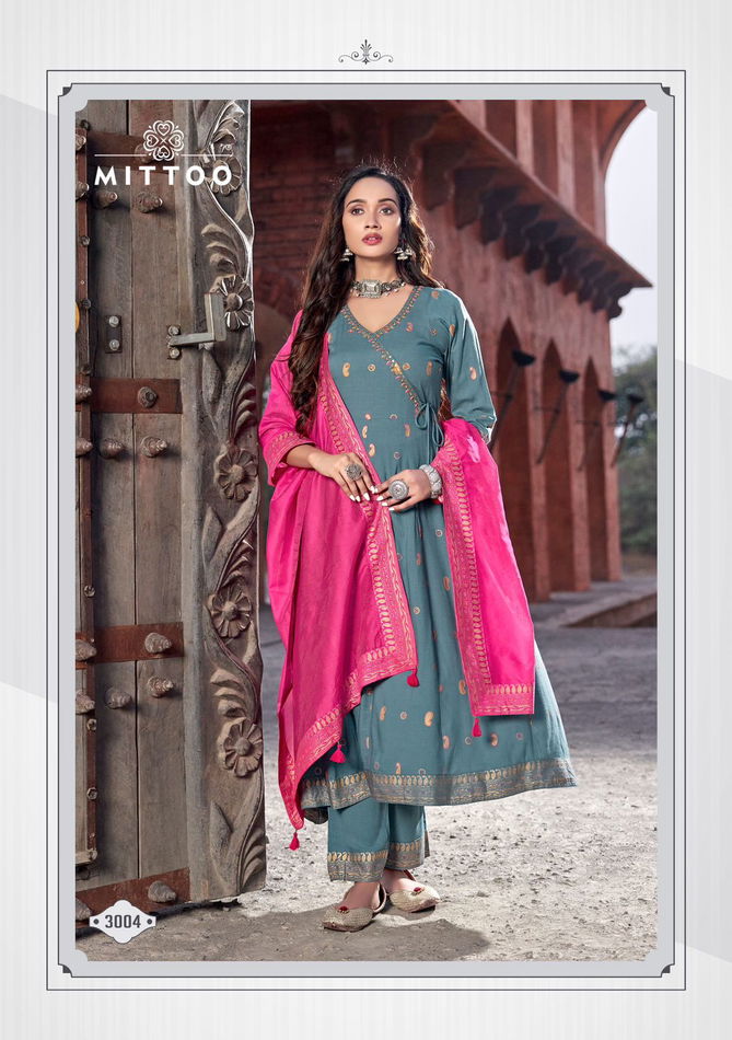 Nafiza By Mittoo Rayon Slub Designer Kurti With Bottom Dupatta Wholesale Price In Surat
